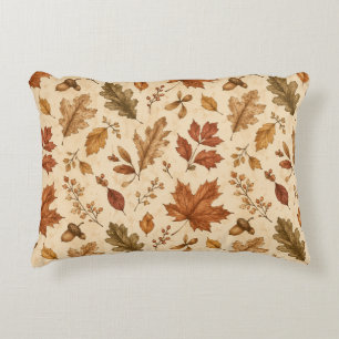 Autumn Leaves Watercolor Pattern Decorative Cushion