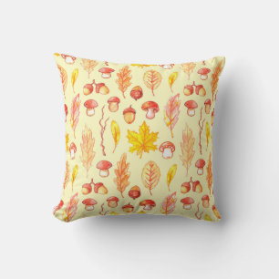 Autumn Leaves: Watercolor Retro Wallpaper Cushion
