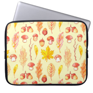Autumn Leaves: Watercolor Retro Wallpaper Laptop Sleeve