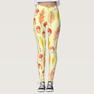 Autumn Leaves: Watercolor Retro Wallpaper Leggings