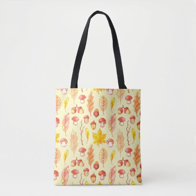 Autumn Leaves: Watercolor Retro Wallpaper Tote Bag (Front)