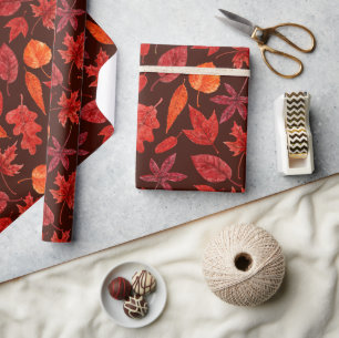 Autumn leaves watercolor wrapping paper