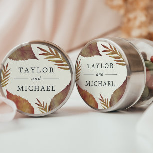 Autumn Leaves Wedding Classic Round Sticker