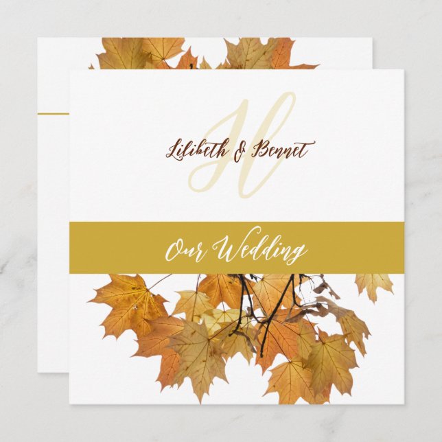 Autumn Leaves Wedding Invitation (Front/Back)