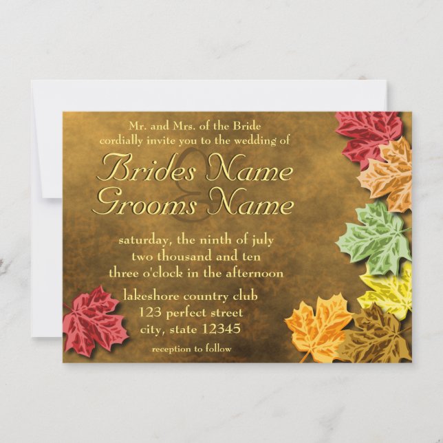 Autumn Leaves Wedding Invitation (Front)