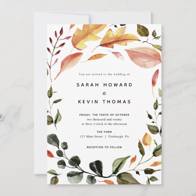 Autumn Leaves Wedding Invitation (Front)