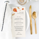 Autumn Leaves Wedding Menu Card<br><div class="desc">Rustic chic wedding menu in soft ivory features your starter courses, entrees and desserts in elegant lettering, with your names and wedding date framed by falling autumn leaves in vibrant watercolor. Coordinates with our Autumn Leaves collection for fall or autumn weddings and celebrations. Use the template fields to add your...</div>
