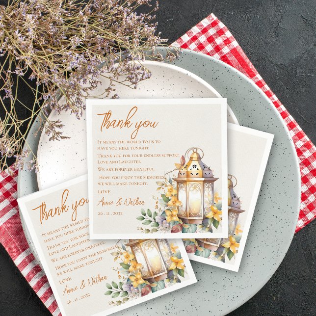 Autumn Leaves Wedding Reception Thank You Message Napkin (Fall Autumn Leaves Wedding Thank you Message Napkins)