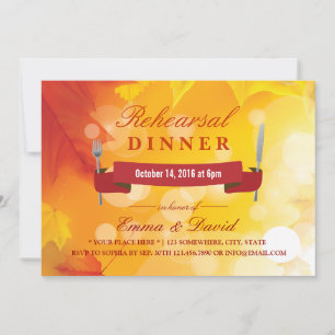Autumn Leaves Wedding Rehearsal Dinner Invites