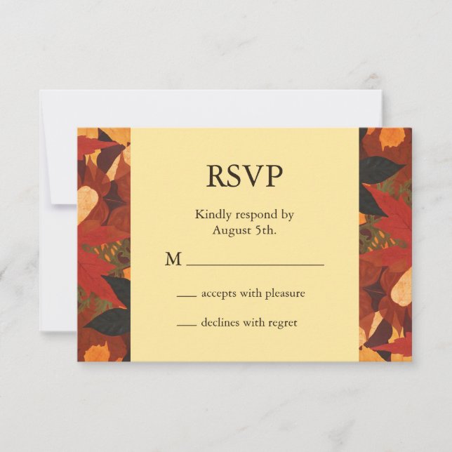Autumn Leaves Wedding RSVP Card (Front)