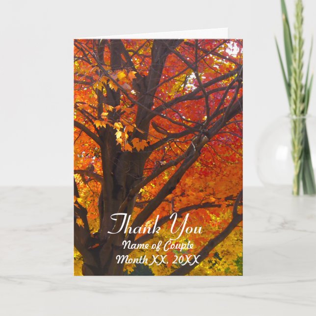 Autumn Leaves Wedding Thank You Card (Front)