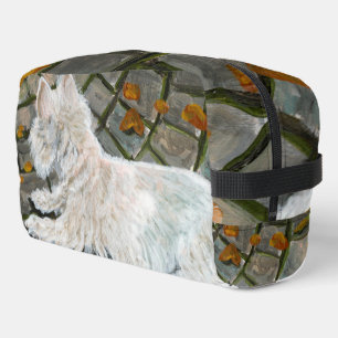 Autumn Leaves Westie on Patio Dopp Kit