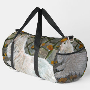 Autumn Leaves Westie on Patio Duffle Bag