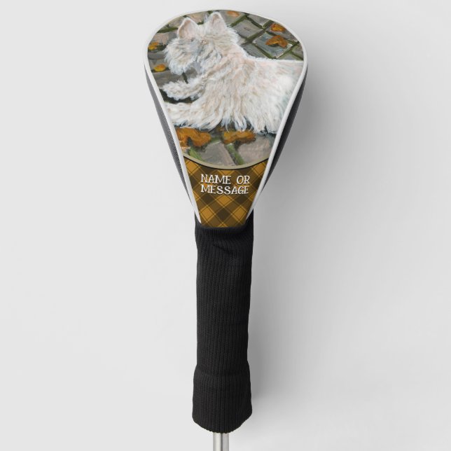Autumn Leaves Westie on Patio Golf Head Cover (Front)