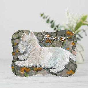 Autumn Leaves Westie on Patio Holiday Card