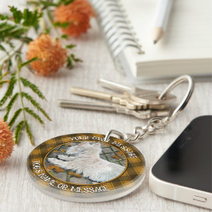 Autumn Leaves Westie on Patio Key Ring
