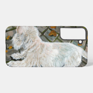 Autumn Leaves Westie on Patio Samsung Galaxy Case