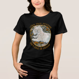 Autumn Leaves Westie on Patio Tri-Blend Shirt