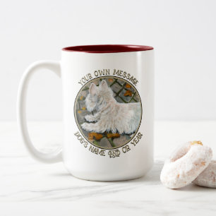 Autumn Leaves Westie on Patio Two-Tone Coffee Mug