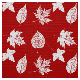Autumn leaves - white and dark red fabric