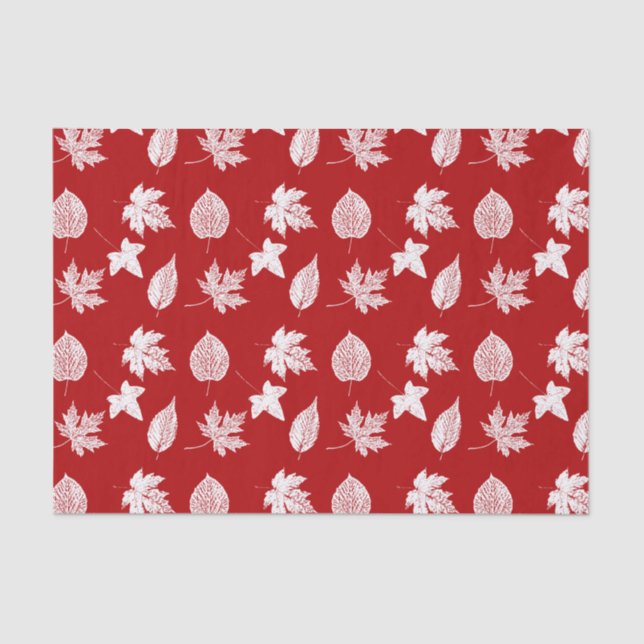 Autumn leaves - white and dark red tissue paper (Front)