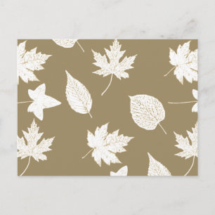 Autumn leaves - white and taupe tan postcard