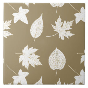 Autumn leaves - white and taupe tan tile