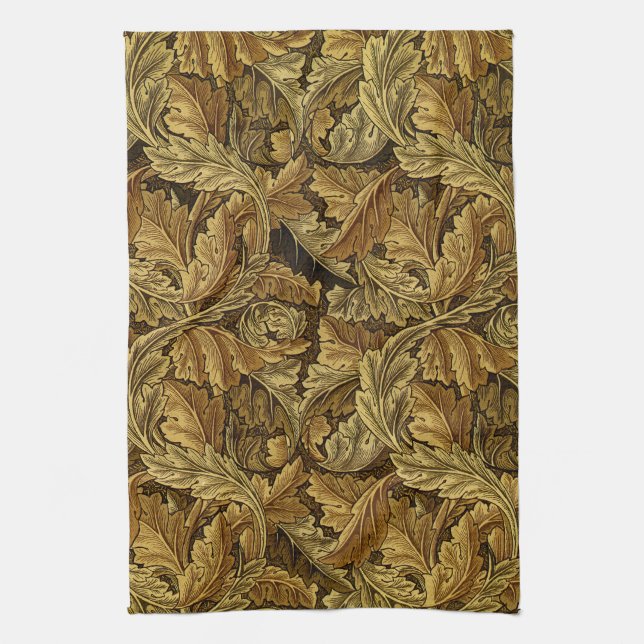Autumn leaves William Morris pattern Tea Towel (Vertical)
