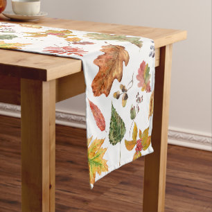 Autumn Leaves with Acorn and Wild Berries Seamless Medium Table Runner