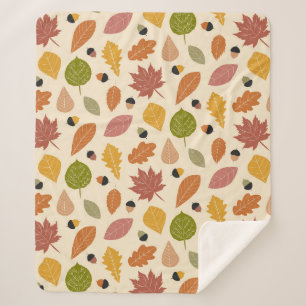 Autumn Leaves with Acorns in Terracotta brown  Sherpa Blanket