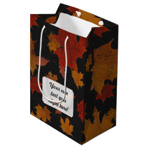 Autumn Leaves with Custom Colour and Text Medium Gift Bag