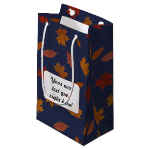 Autumn Leaves with Custom Colour and Text Small Gift Bag