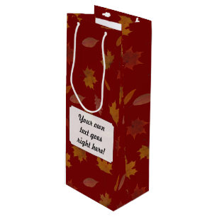 Autumn Leaves with Custom Colour and Text Wine Gift Bag
