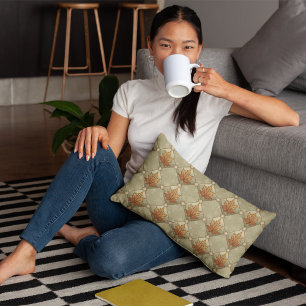 Autumn Leaves with Stars Diamond Pattern Cushion