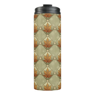 Autumn Leaves with Stars Diamond Pattern Thermal Tumbler