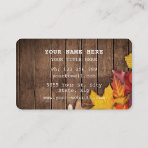 Autumn Leaves Wooden Business Card Template