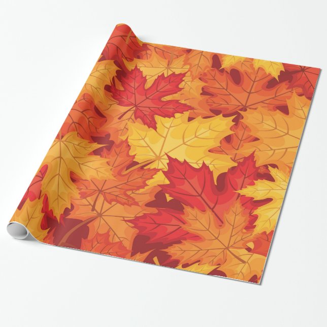 Autumn leaves wrapping paper (Unrolled)