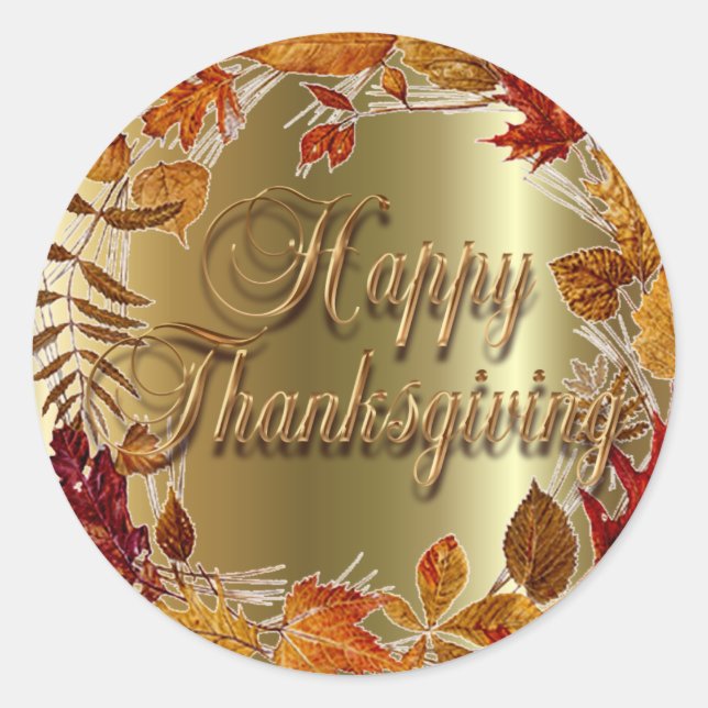 AUTUMN LEAVES WREATH by SHARON SHARPE Classic Round Sticker (Front)