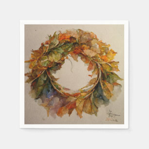 Autumn leaves wreath classic napkin