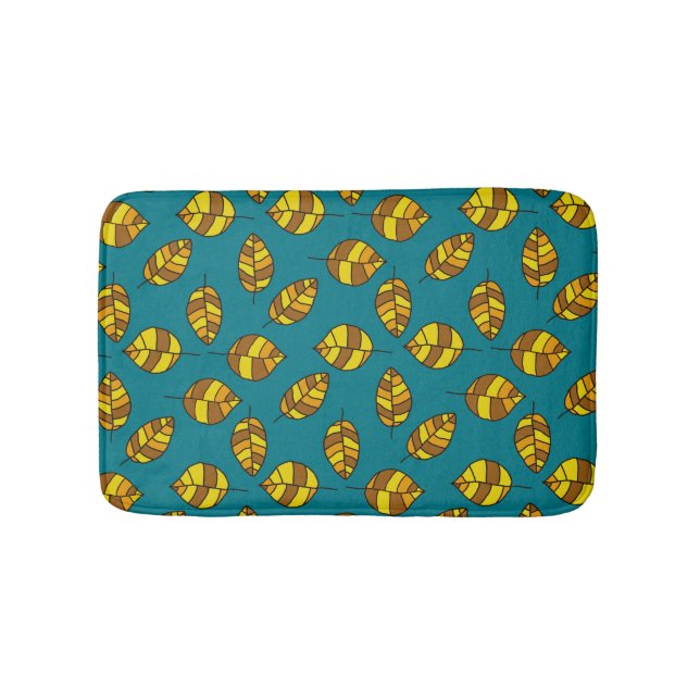 Autumn Leaves Yellow Leaf Pattern on any Colour Bath Mat (Front)