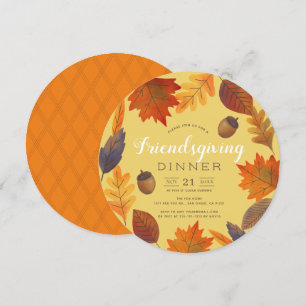 Autumn Leaves Yellow Watercolor Friendsgiving Invitation