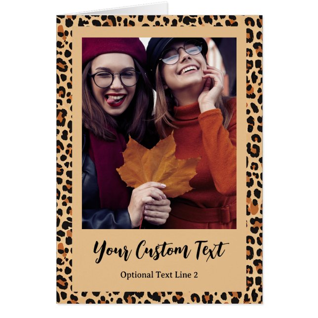 Autumn Leopard Print with Custom Photo Card (Front)