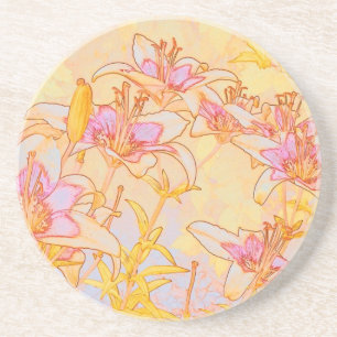 Autumn Lilies - Digital Watercolor Coaster