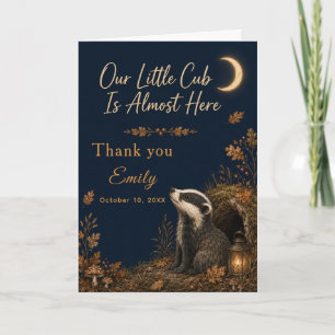 Autumn Little Cub Baby Shower Thank You Card