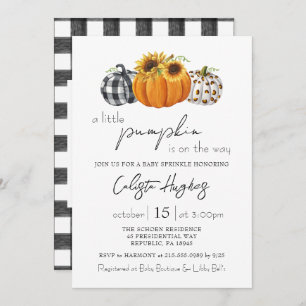Autumn Little Pumpkin Sunflower Baby Sprinkle Invitation