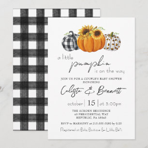 Autumn Little Pumpkin Sunflower Couple Baby Shower Invitation