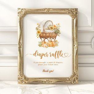 Autumn Little Pumpkin Vintage Diaper Raffle  Poster