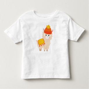 Autumn Llama, Cute Llama, Alpaca, Llama With Hat Toddler T-Shirt
