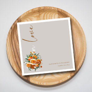 Autumn Love Blooms Elegant Fall Script Wedding Napkin
