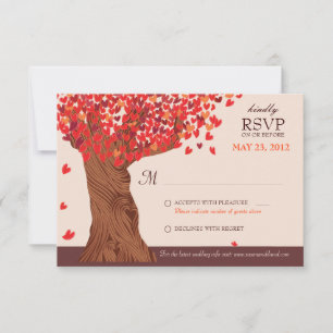 Autumn Love Romantic Oak Tree Fall Wedding RSVP Card